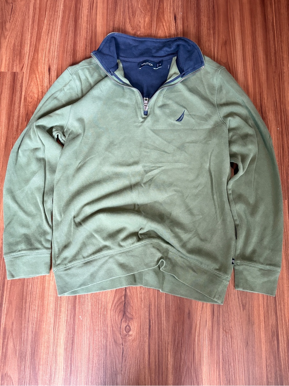 Nautica Navy and Olive Zip-Neck Pullover